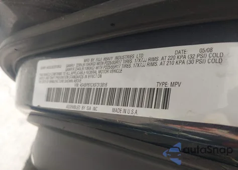 2009 Subaru Outback 2.5I из США, поврежденный, VIN 4S4BP61CX97313816